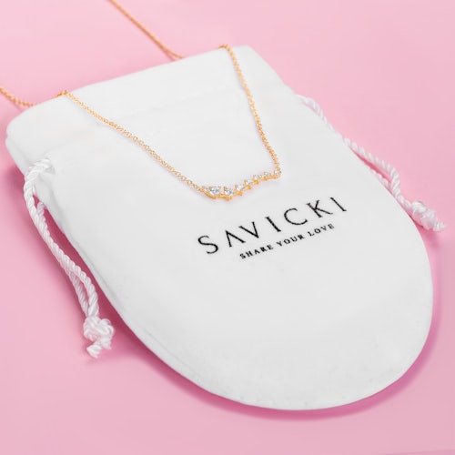 Naszyjnik Savicki: srebrny pozłacany, cyrkonie